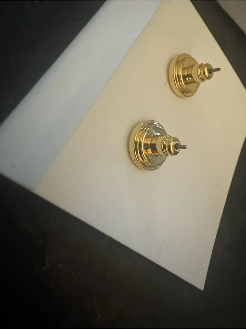Tory Burch Gold and Pearl Center Logo Stud Earrings